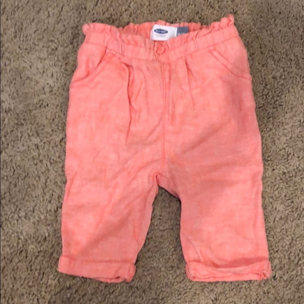 Coral linen pants